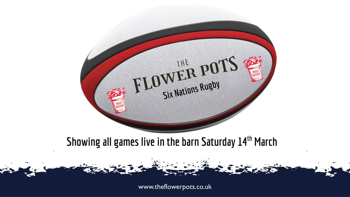 FlowerPotsBrew's tweet photo. SUPER SATURDAY RUGBY - We will be showing all the live Rugby tomorrow live on the Barn screen. Join us and enjoy a pint whilst you watch.

14:10 Ireland versus Scotland
16:40 Wales versus Italy
20:10 France versus England https://t.co/zXs1eFmHuL