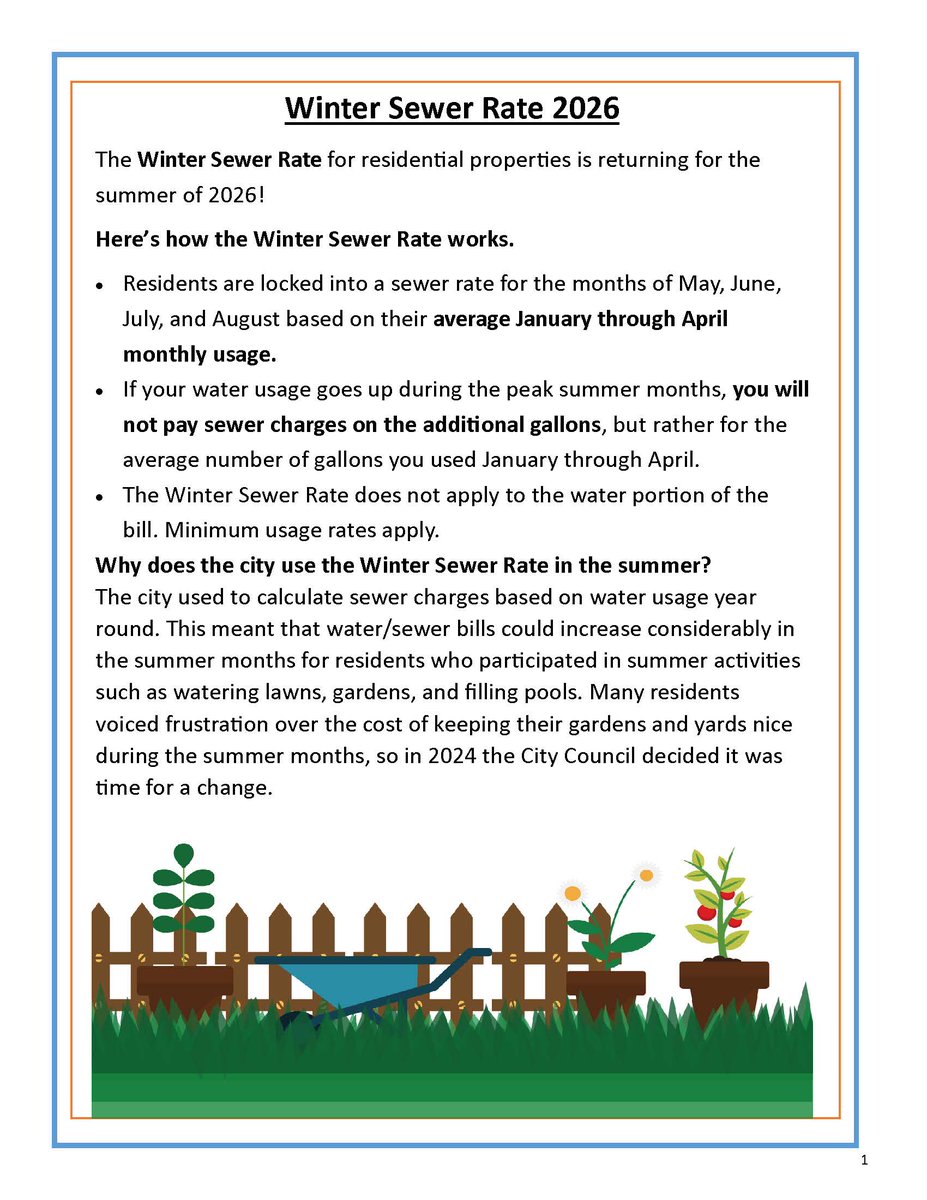 CityFoleyMN's tweet image. The Winter Sewer Rate for residential properties is returning for the summer of 2026! 💦🌞 #FoleyMN