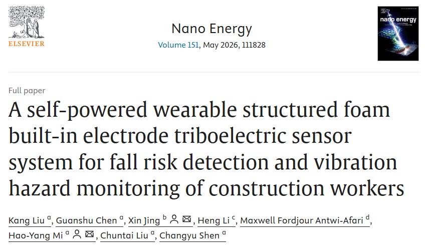 tinyemma6514's tweet photo. 📢🚀Just Published🌟🔥
Our latest article develops a structured foam with built-in electrode-based triboelectric nanogenerator (SFBE-TENG) for monitoring real-time fall events and long-term vibration exposure hazards. 
Link: https://t.co/OIehoke7tr https://t.co/56AYn6iqxt