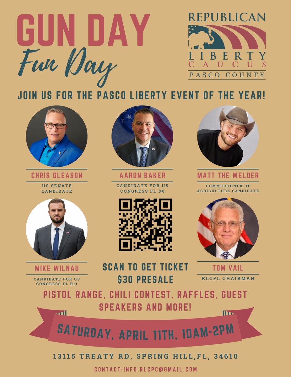 RLCPasco's tweet photo. Chris Gleason for Senate @immutablechrist will be joining us April 11th along with @Matt_The_Welder , @Aaron4fl6 ,Mike Wilnau, and @tomvail_tv for Pasco's Liberty Event of the Year! https://t.co/5HfF00NzJd