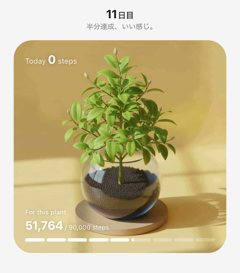 そういえば歩数で植物育てるアプリ、順調に楽しんでいる　癒される
#PixelPot
歩いて植物育成中🌱