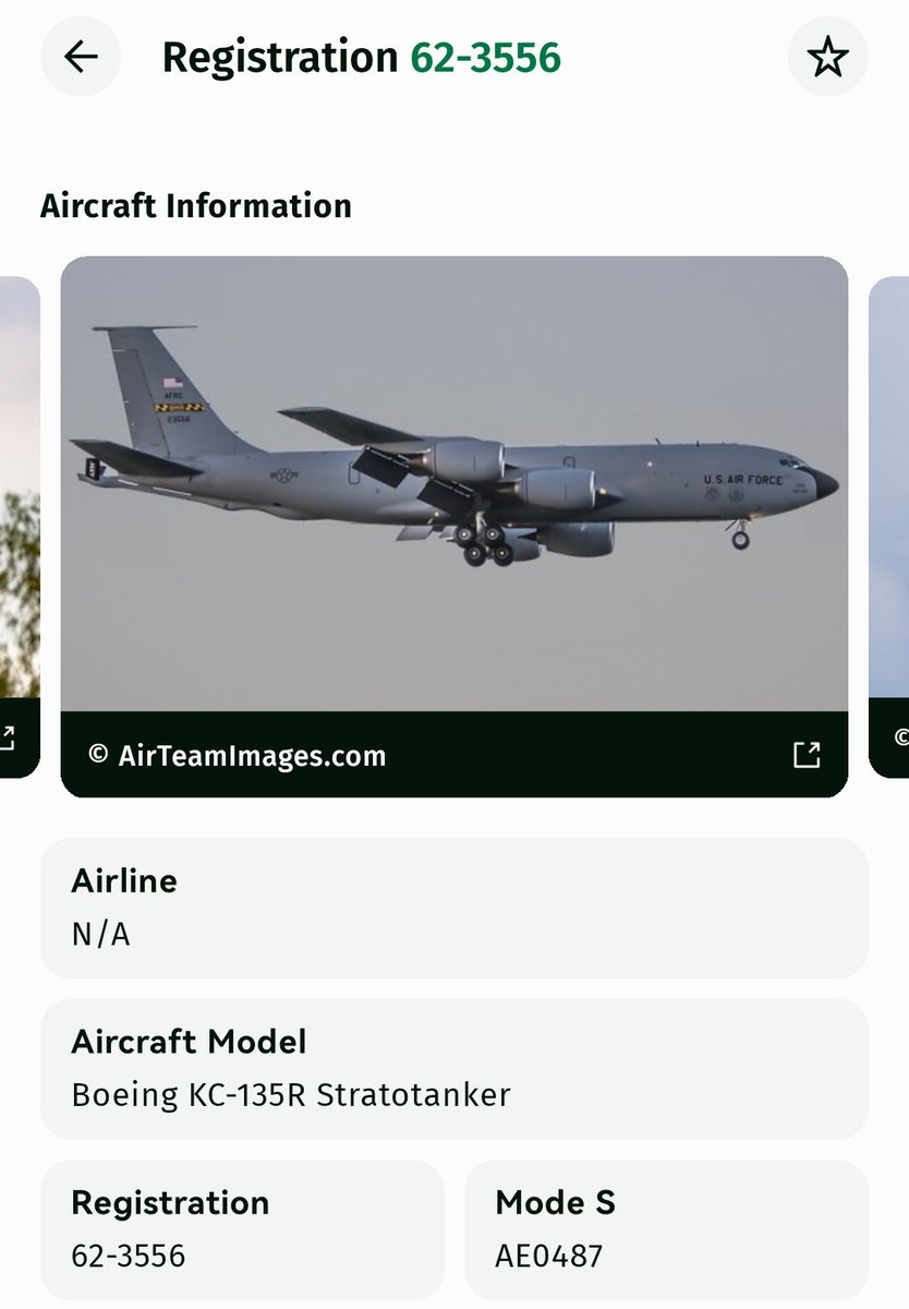 Runway_Report12's tweet photo. 🚨BREAKING: (KC-135 Crash - Iraq) All 6 crew members onboard yesterday's KC-135 accident, have now been confirmed deceased by the US Central Command. According to a source, 62-3556 was likely the aircraft involved in the accident. 
@AirNavRadar https://t.co/iNXV76lwjG