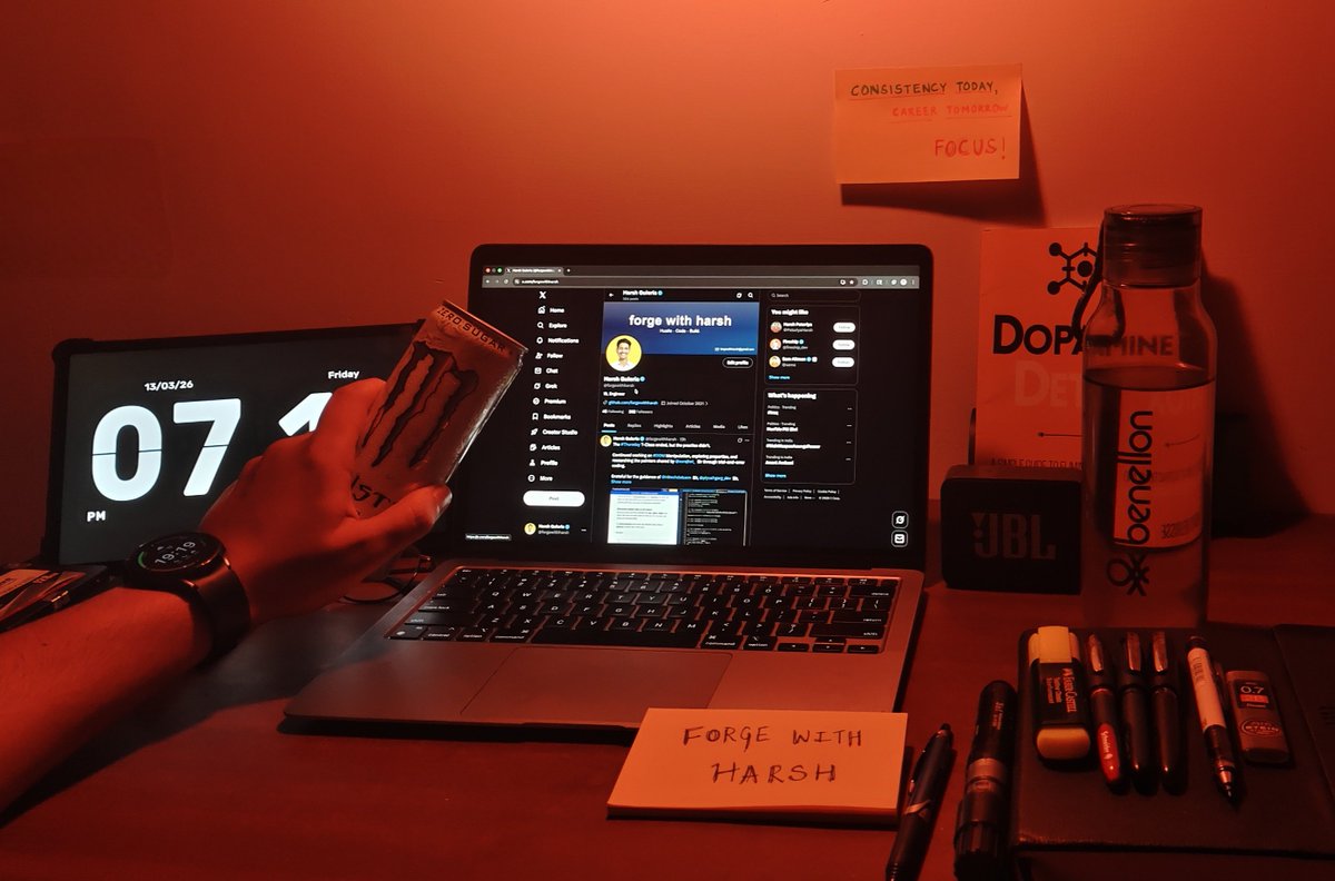 forgewithharsh's tweet image. Late evenings. Deep focus. Consistent building.
#Forging skills one session at a time.☕️

Grateful for the guidance from @Hiteshdotcom  Sir, @piyushgarg_dev  Sir, @nirudhuuu  Sir, @yntpdotme  Sir, @surajtwt_ Sir, @wjshubham  Sir, &amp;amp; @mannupaaji Sir.

#forgewithharsh #BuildInPublic