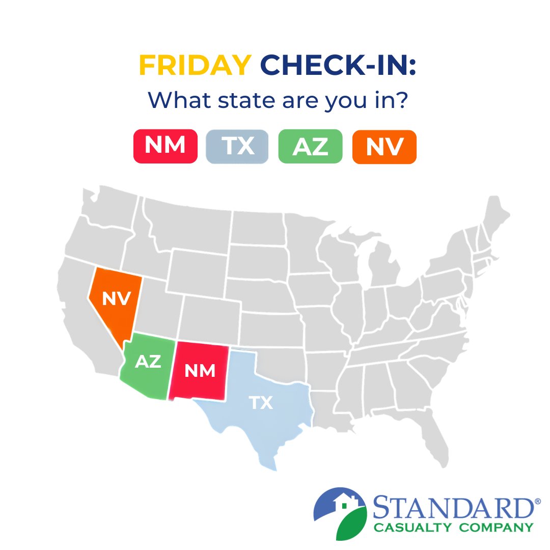 StandardCas's tweet image. Friday check-in: TX, AZ, NM, or NV? 

Comment your state 

Get a Quote- na2.hubs.ly/H04gYGh0

#ManufacturedHomeInsurance #MobileHomeInsurance #HomeInsurance #StandardCasualty #TX #AZ #NM #NV