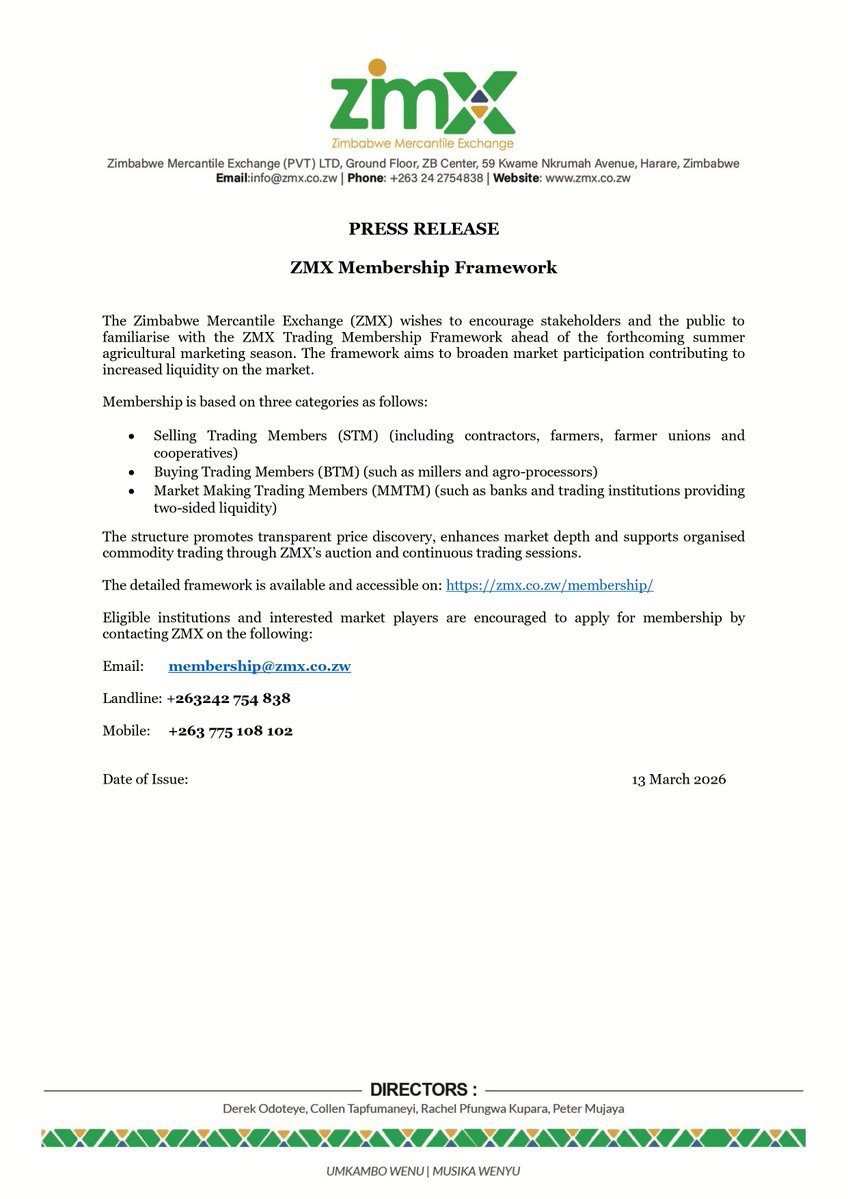 Zimbabwe Mercantile Exchange tweet media