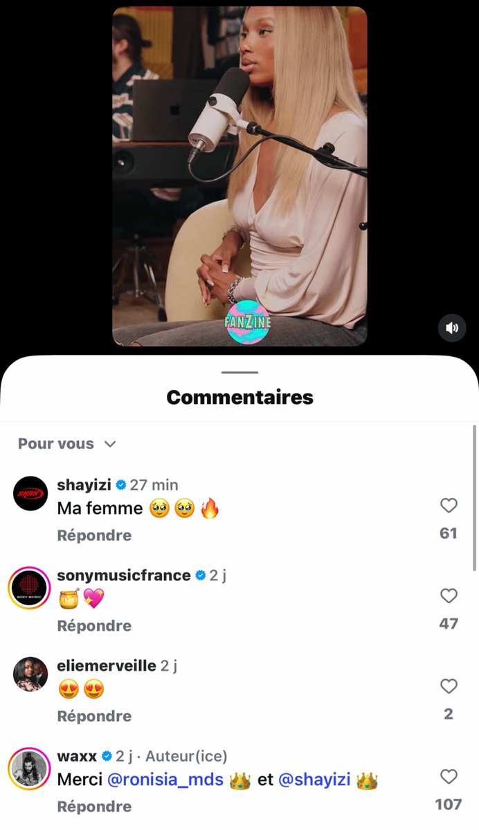 Shay a répondu à la publication de Ronisia en commentant : « Ma femme 🥺 »