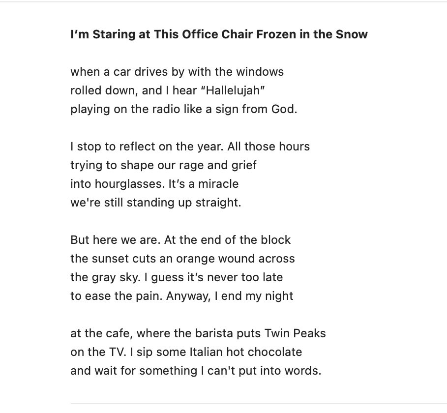 I got a new poem published in <a href="/larotondereview/">La Rotonde Review (SUBS CLOSED)</a>