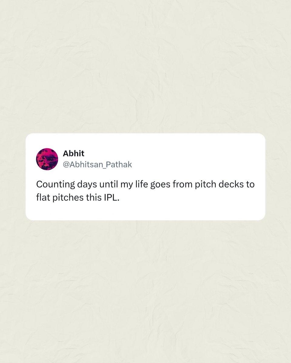 MarketingMind_'s tweet image. Subah "Pitch deck" raat me "Vibe check"

#Marketingmind #ipl #pitch