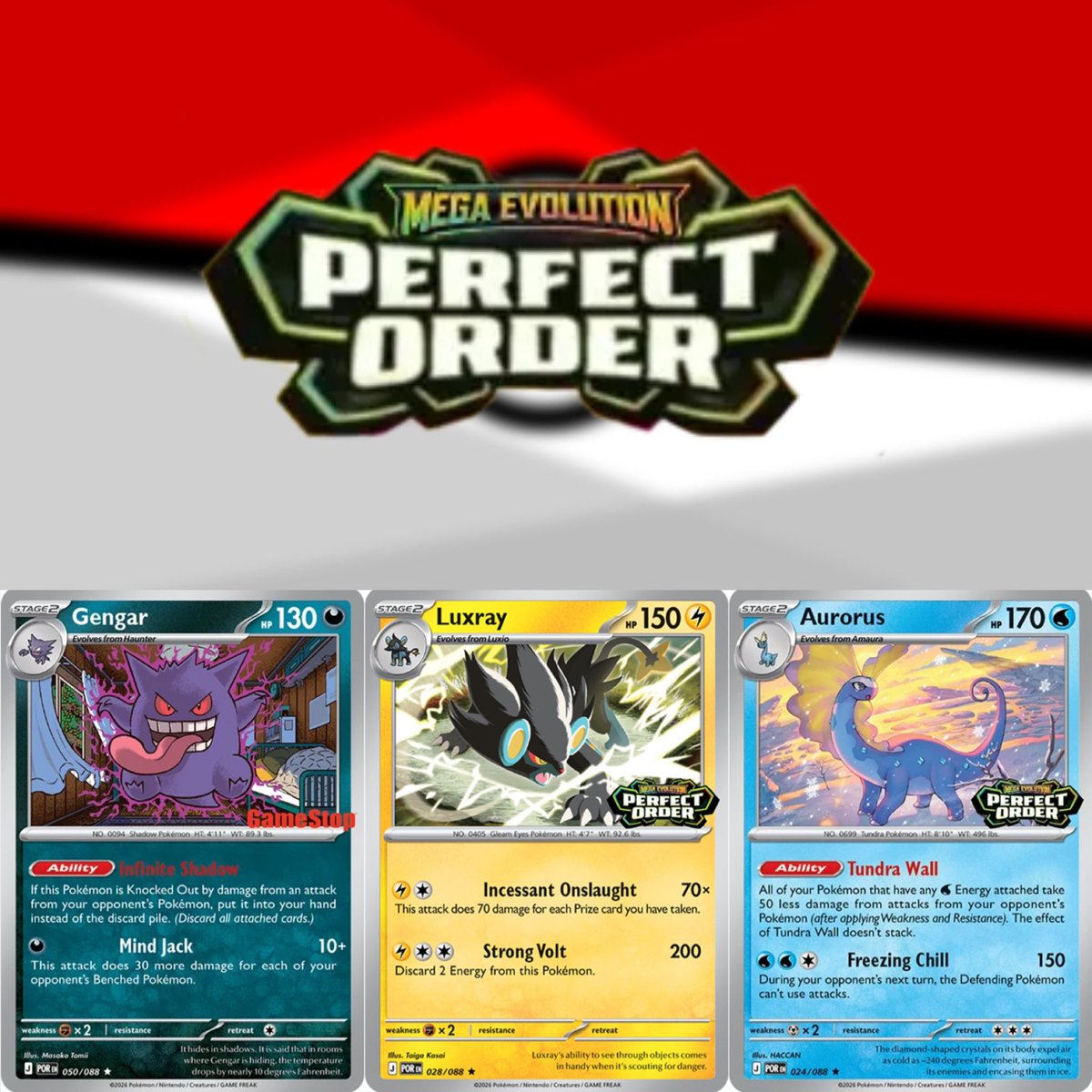 First look! Pokmon Perfect Order promo cards! With Gengar, Luxray & Aurorus ~ Gengar ~ GameStop Luxray ~ Best Buy Aurorus ~ Hot Topic / Barnes & Noble # Pokemon #TCG #FunkoPOPNews First look! Pokmon Perfect Order promo cards! With Gengar, Luxray & Aurorus ~ Gengar ~ GameStop Luxray ~ Best Buy Aurorus ~ Hot Topic / Barnes & Noble # Pokemon #TCG #FunkoPOPNews