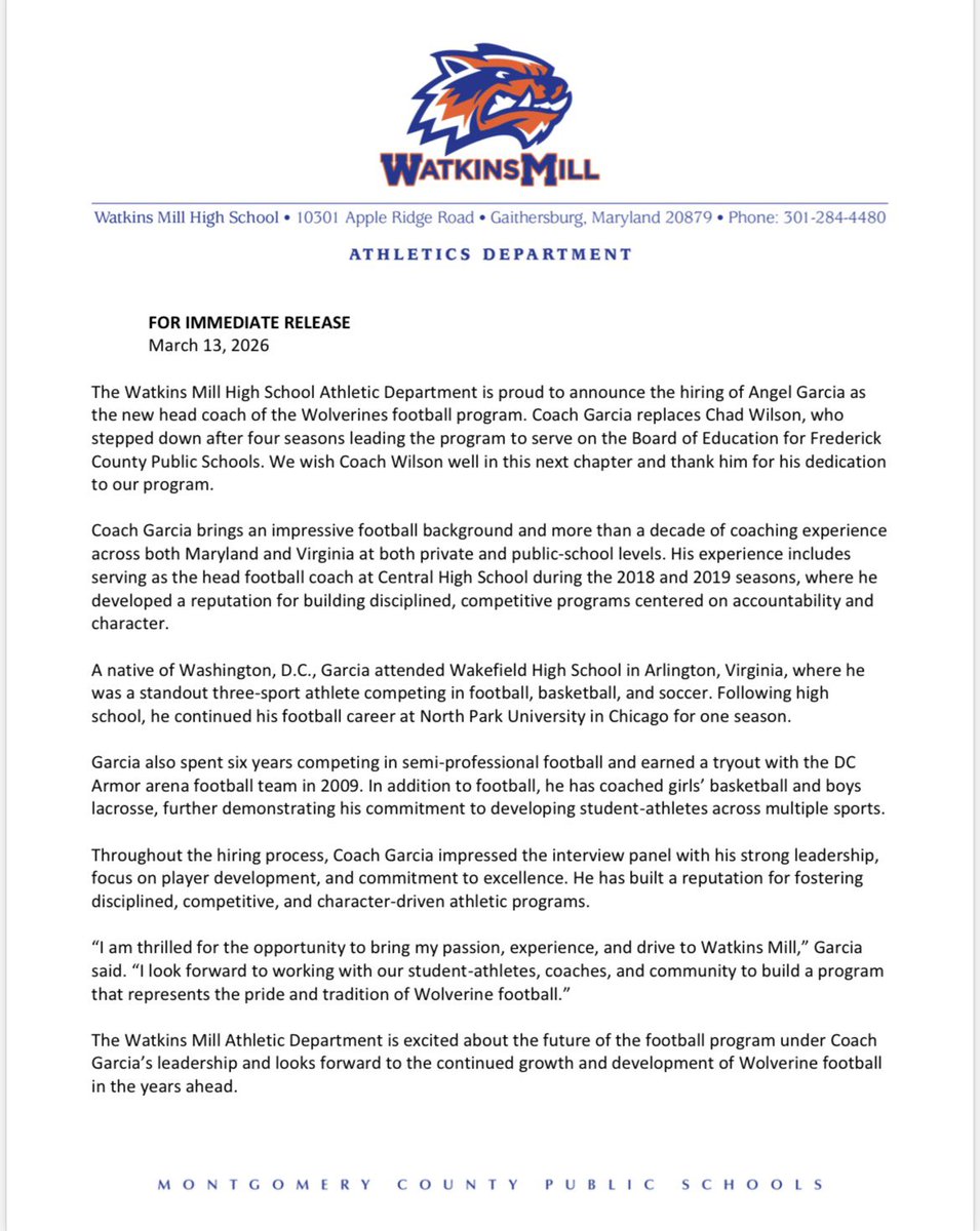 Watkins Mill Athletics tweet media