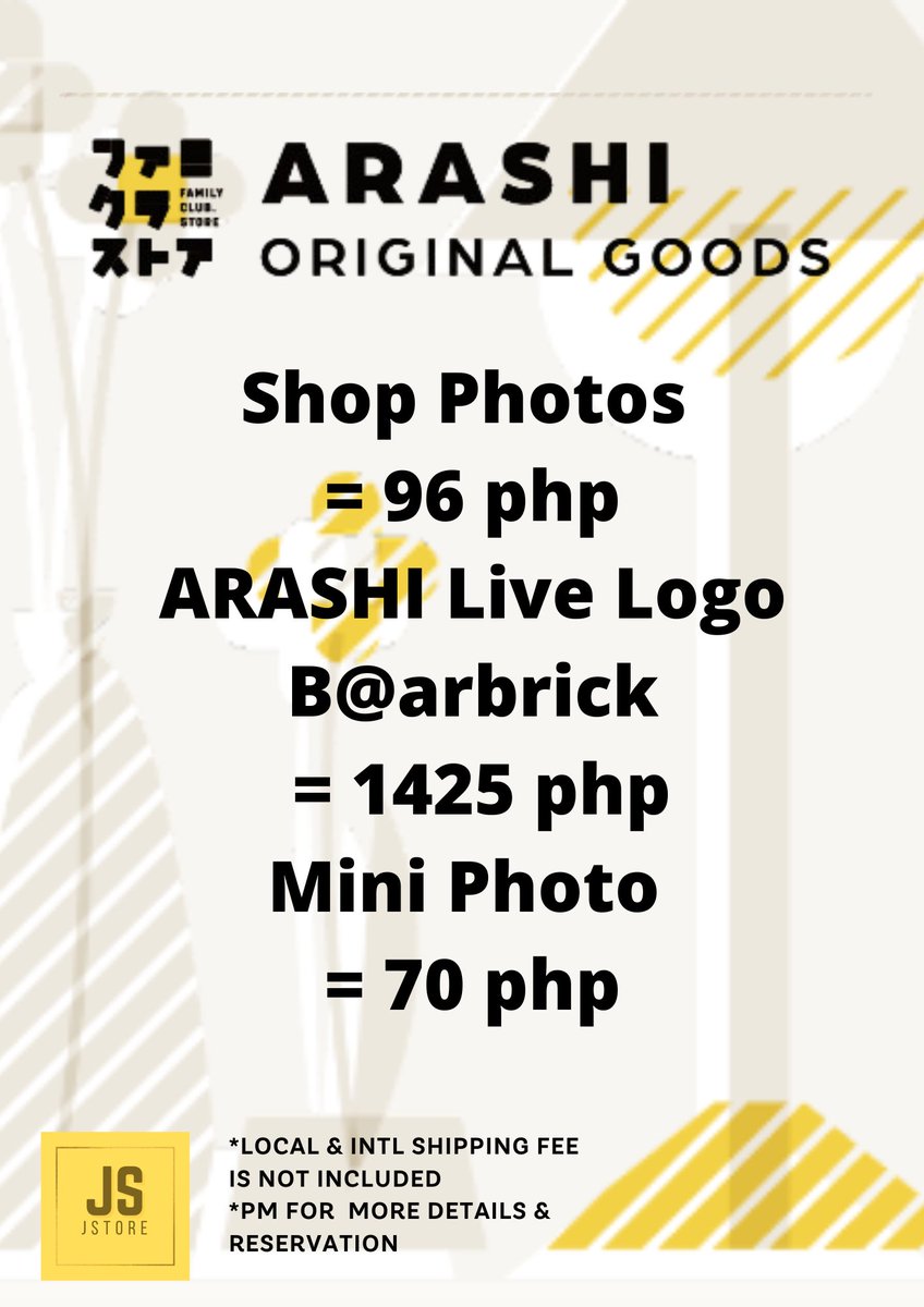 JStore_merch's tweet photo. Hi Jstorelovers Pre-order for ARASHI ORIGINAL GOODS is now OPEN!!

💳 BDO / GCASH / MAYA / HELLOMONEY
📦 J&amp;T

For more info:
https://t.co/pbjhl07ozA

‼LIMITED SLOTS ONLY‼

📩 For Orders / Inquiry PM me via FB Page https://t.co/jva1LnMAeI