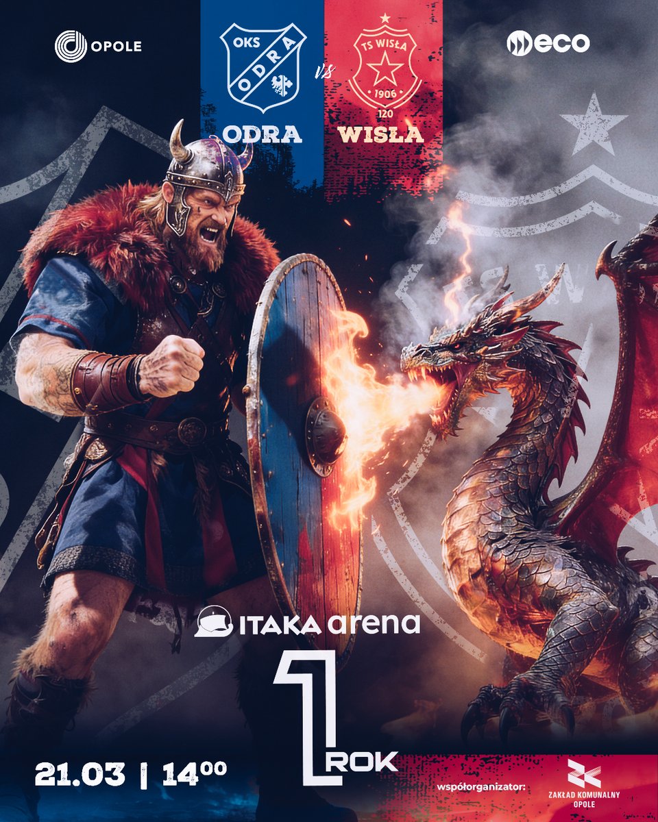 OdraOpolepl's tweet photo. To już rok od otwarcia Itaka Arena! 🎉

Dokładnie rok temu wspólnie przeżyliśmy historyczną chwilę. Teraz czas na kolejne emocje! 🔥

Zapraszamy do świętowania pierwszych urodzin Itaka Areny podczas meczu:  
Odra Opole 🆚 Wisła Kraków  
📅 21 marca  
🕑 14:00
🏟️ @miasto_opole 
🤝 @BiuroprasoweEco, @zkopole 

Bądźcie z nami na trybunach i stwórzmy razem niezapomnianą atmosferę! 💙❤️

🎟️ Bilety: https://t.co/iP0kGiBaI4