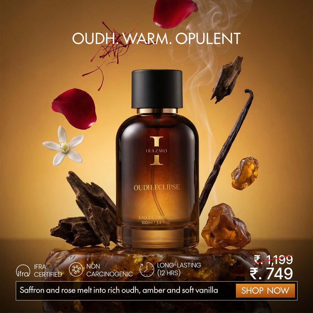 Irazmo_official's tweet photo. A deep, opulent fragrance that blends rich Oudh, Warm Spices and Smoky Woods into a scent that feels both powerful and mysterious. With layers of Saffron, Cinnamon, and Amber, it creates an intense, luxurious trail that captivates the senses. https://t.co/xYPwEjlCpz
