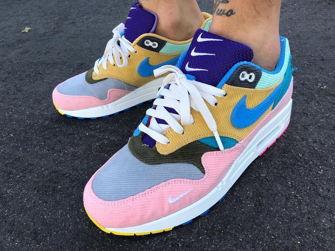 Ovrnundr's tweet photo. Sean Wotherspoon x Nike Air Max 1 bespoke corduroy sample, featuring tear away fabric https://t.co/ceNkrZoYHh