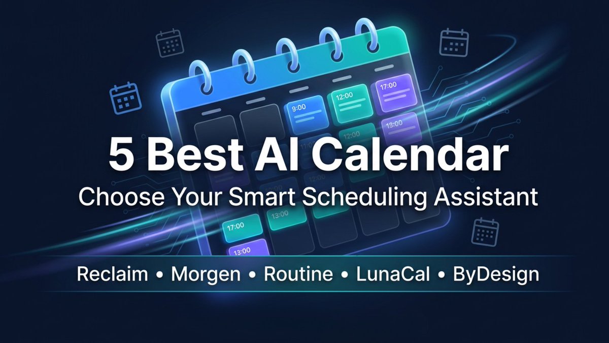 HoudaKarim18's tweet photo. Your calendar shouldn’t run your life. ⏰🤖
This guide breaks down 5 AI calendar assistants that auto-schedule tasks, protect focus time, and stop double‑booking https://t.co/03tcOUGDPp #AICalendar #AIScheduling #SchedulingAssistant #SmartCalendar https://t.co/Ky9tjXLWRg