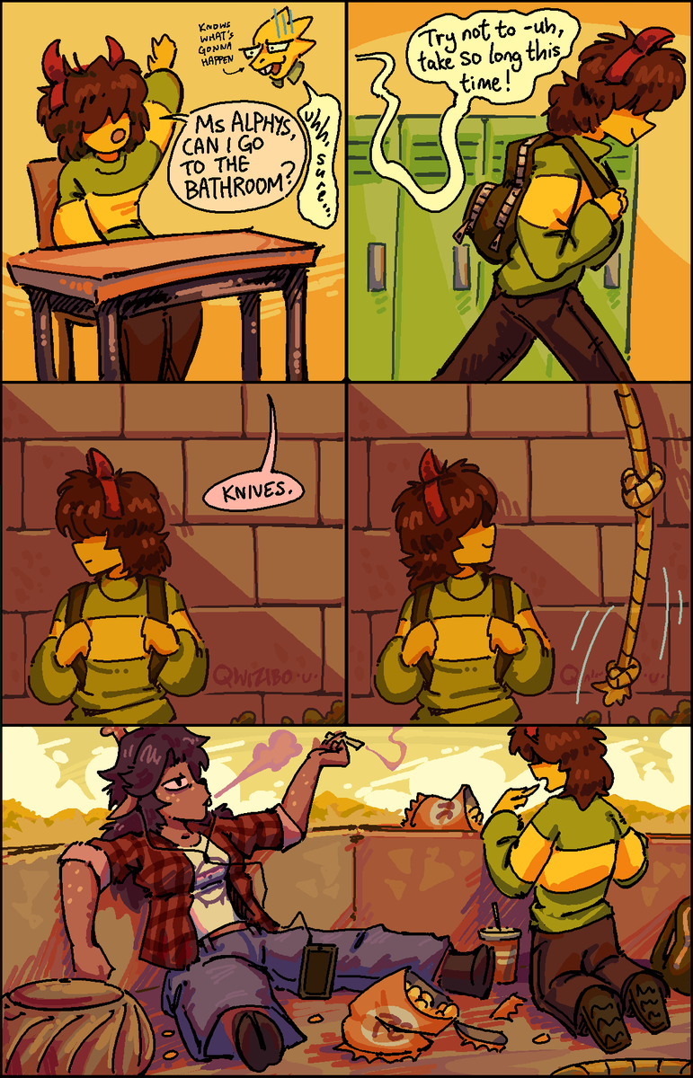 qwizibolovesyou's tweet photo. Rooftops &amp; Eavesdrops #DELTARUNE (1/2) https://t.co/cX5SmS9Erx