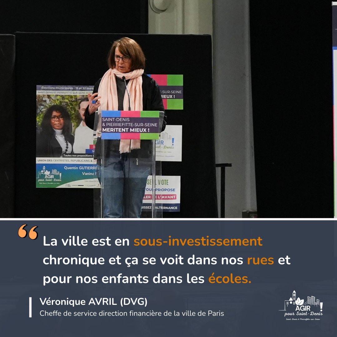 Véronique Avril, cheffe de service aux finances de la Ville de Paris, a dressé hier soir un bilan sans équivoque : 86 % du budget de St-Denis part en fonctionnement.
Il manque 60 M€ d'investissement par an. 
Une ville qui n'investit pas se dégrade.
#Municipales2026 #saintdenis