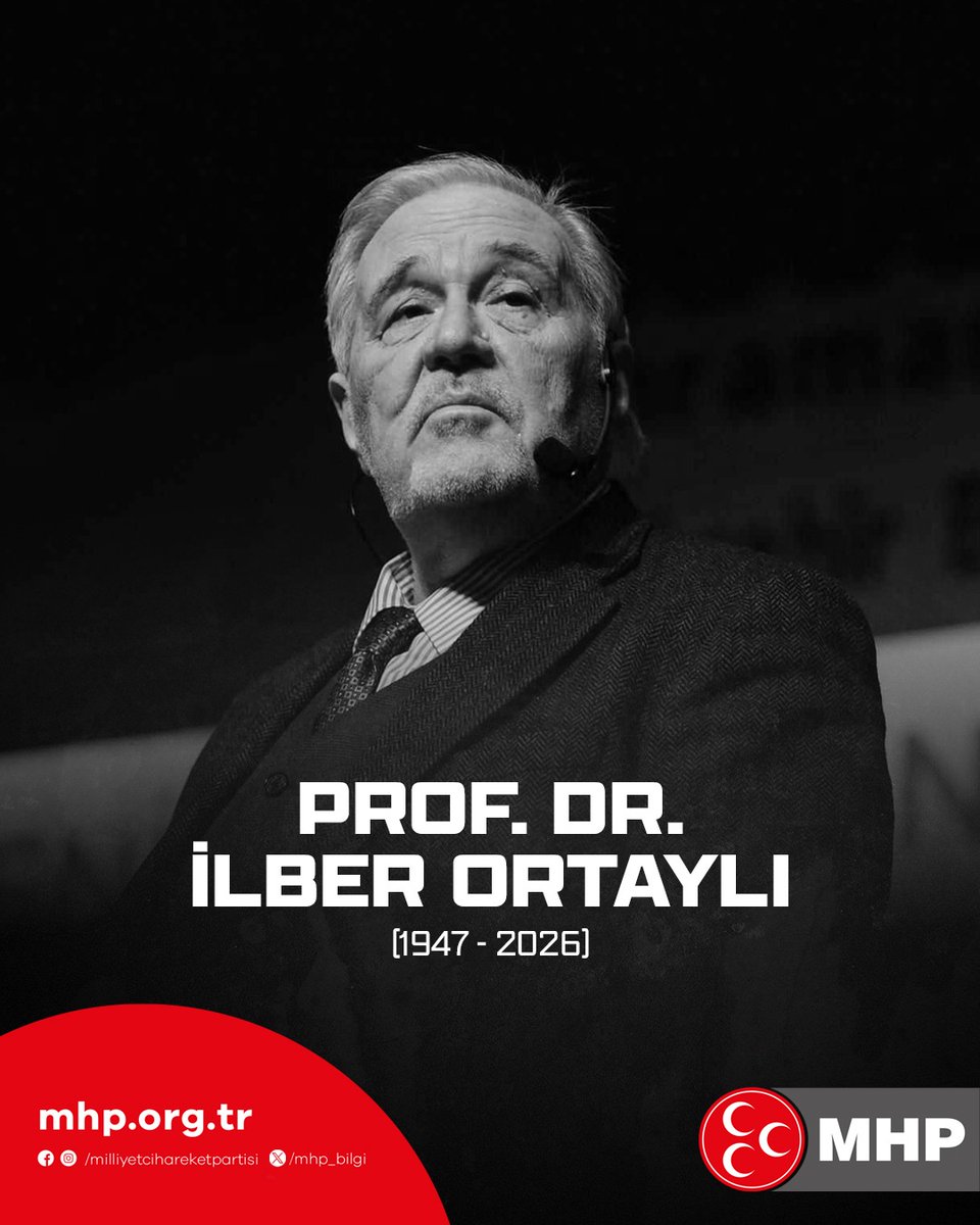 Türk milletine mâl olmuş değerli tarihçi, akademisyen ve yazar Prof. Dr. İlber Ortaylı'ya Allah'tan rahmet, yakınlarına ve milletimize başsağlığı diliyoruz.