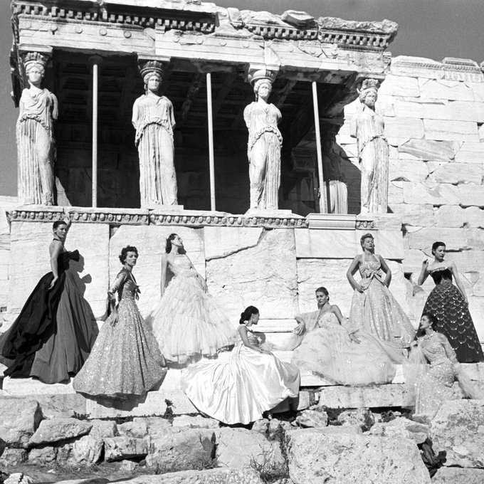 In 1951, Dior brought couture to their feet. Caryatids of the Erechtheion. Athens, Greece