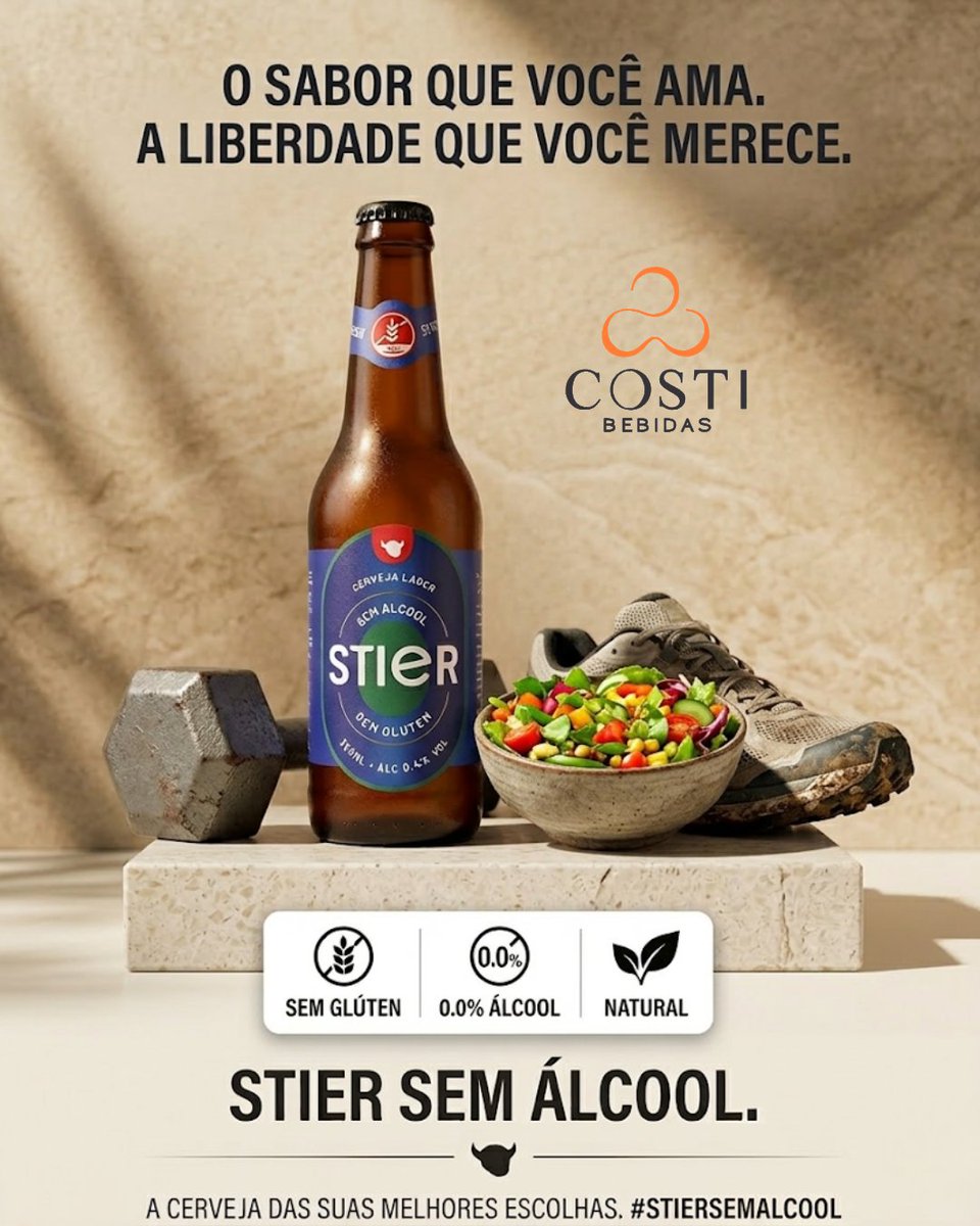 O sabor que você ama, com a liberdade que você precisa! 🍺✨
Já pensou em curtir uma lager gelada sem se preocupar com o álcool ou o glúten? A Stier Sem Álcool chegou para provar que você não precisa abrir mão do prazer para manter o foco na rotina.
#CervejaSemGluten #CervejaZero
