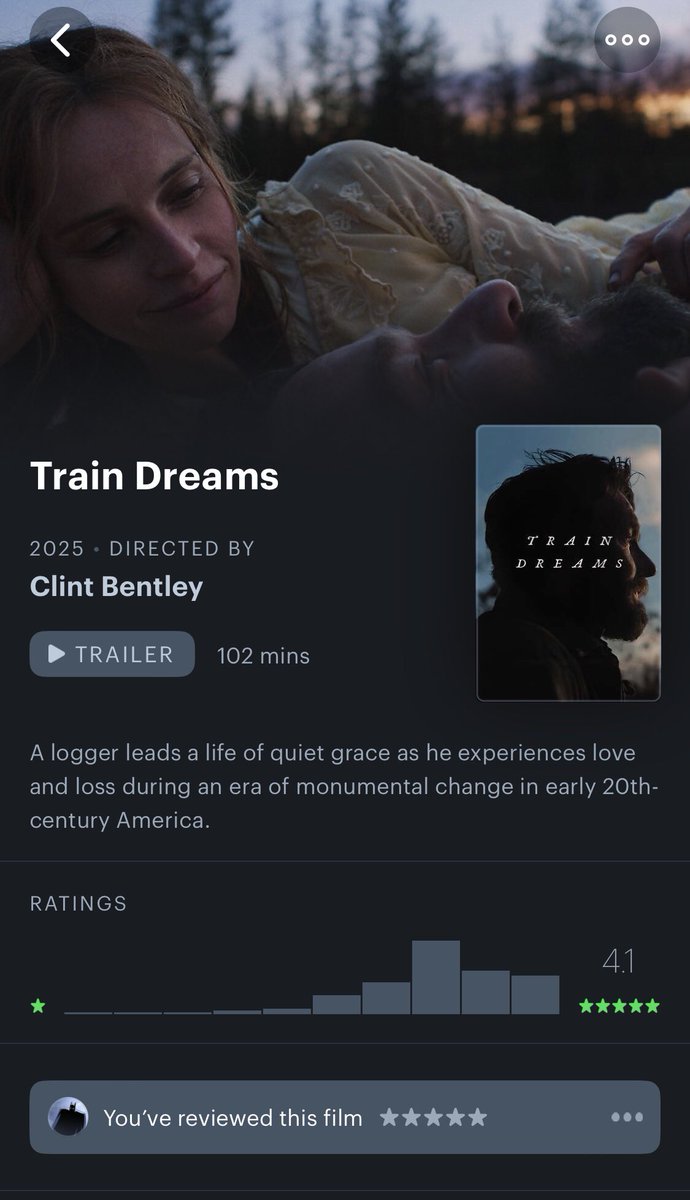 aelmrrv's tweet photo. Best film I’ve ever seen in my life #TrainDreams https://t.co/0HmzaHuaUB