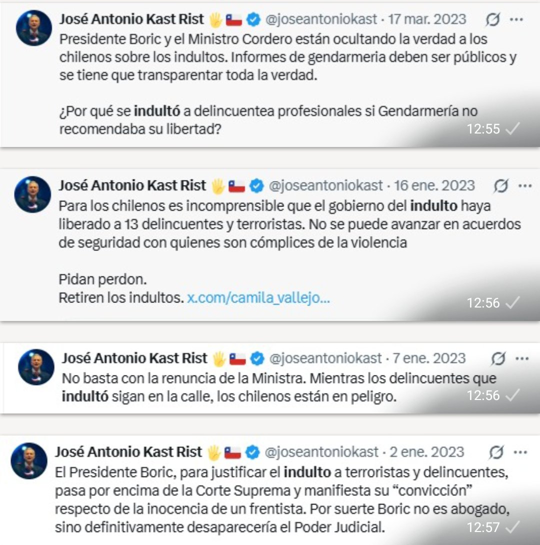 ¿En menos de 48 horas ya rompe una definición de campaña? ¿Y con alguien con condena por 15 años por crimen con causa de muerte?

Adjunto lo que decía JAK respecto cuando se indultó a personas que delinquieron sin generar lesiones ni muerte. 

Saque sus propias conclusiones.