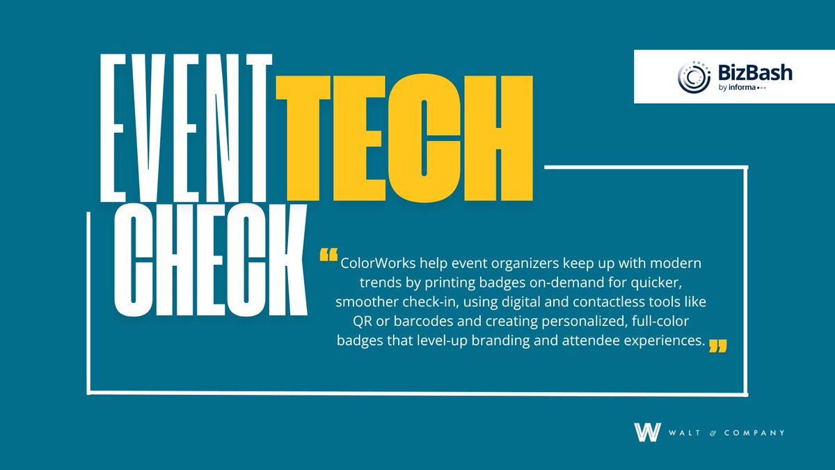 waltcomm's tweet photo. In the @BizBash feature article covering some of the industry’s new tech, you'll find client Epson spotlighted for its innovative tech for printing personalized event badges on demand: https://t.co/LTRvxbN1if https://t.co/aRZM1DMFTA