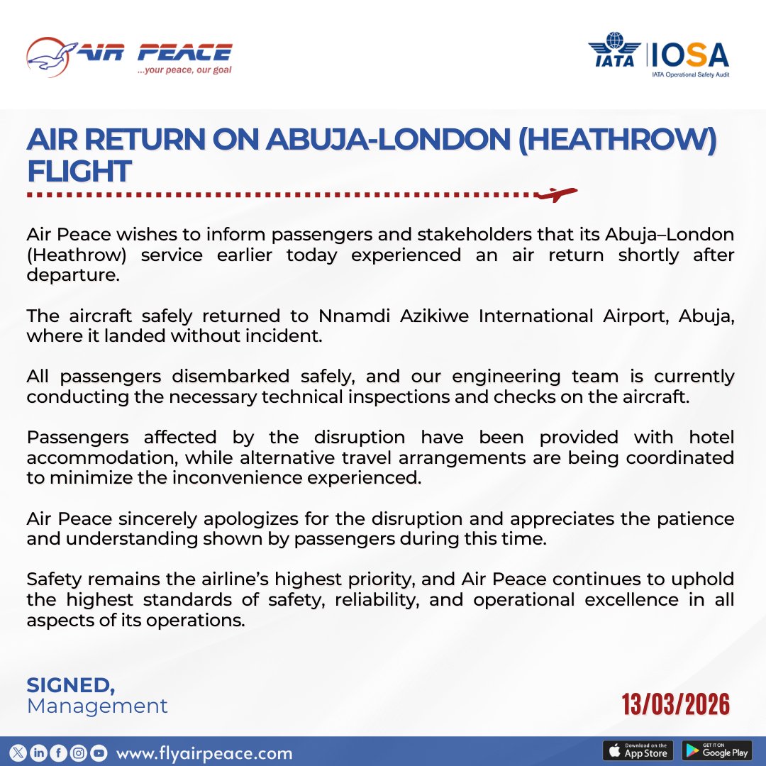 Air Peace tweet media