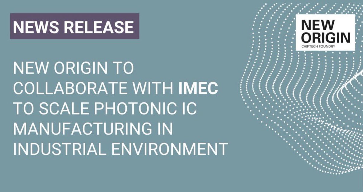 semivision_tw's tweet photo. A major step forward for European photonics!
#NewOrigin and #imec are joining forces to scale silicon nitride-based Photonic IC manufacturing to an industrial level transferring imec's proven LPCVD silicon nitride PIC platform and scaling production on 200mm wafers using state-of-the-art photolithography.
This collaboration strengthens the European photonics supply chain and brings advanced photonic technologies closer to high-volume production across consumer, health, datacom, defence and quantum applications.
https://t.co/dVcIPzMz25