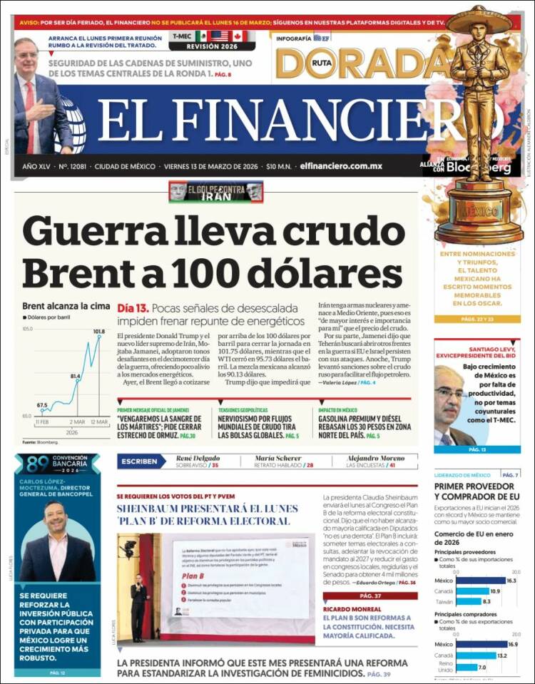 13 marzo   #PrimeraPlana
<a href="/ElFinanciero_Mx/">El Financiero</a>