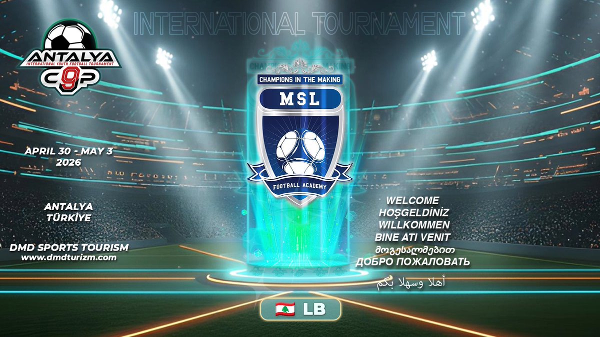 DmdSportif's tweet photo. 🚀 Another Top Team Joins the 9th Antalya Cup! 🏆⚽

We are excited to welcome MSL Football Academy to the 9th Antalya Cup! 🌟

#dmdAntalyaCup #antalyacup2026 #internationaltournament #football #soccertournament https://t.co/l1BD1AASUs