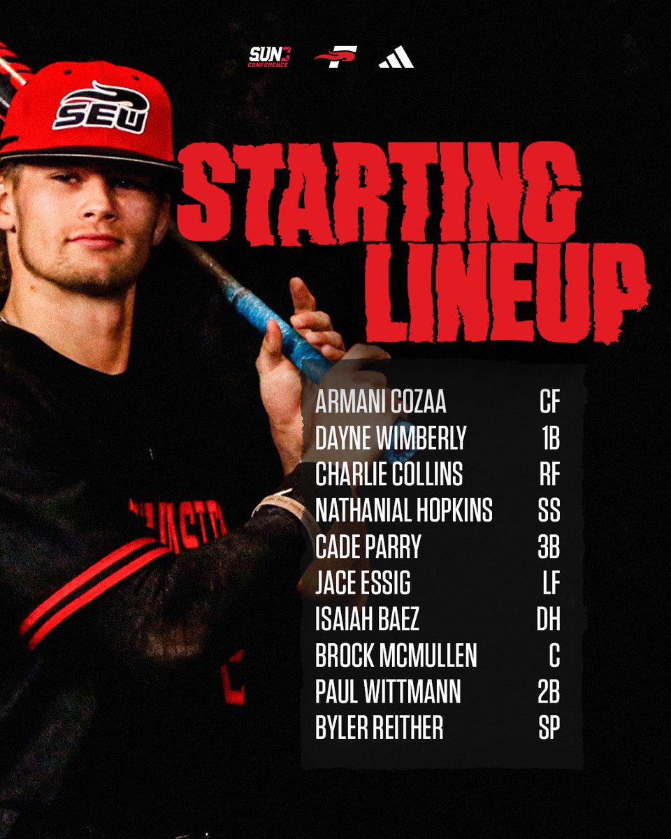 SEUFireBaseball's tweet photo. Here’s your starters!

#FuelTheFire🔥 #TheRightWaytoPlay #TheSunStandard | @SunConference @NAIABall https://t.co/7t4bzt520h