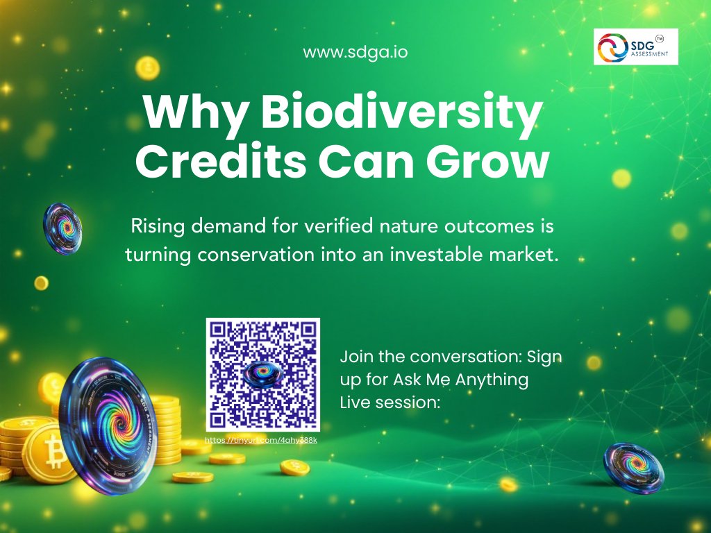 SDGAToken's tweet photo. Why SDG-linked biodiversity credits can appreciate: demand for credible sustainability assets is rising

The SDGA token thesis is simple: make impact markets transparent + accessible on solana
Join Ask Me Anything Live Session → https://t.co/bdjmVDSXRi

#SDGAToken #ReFi #Solana https://t.co/d4yRImBffE