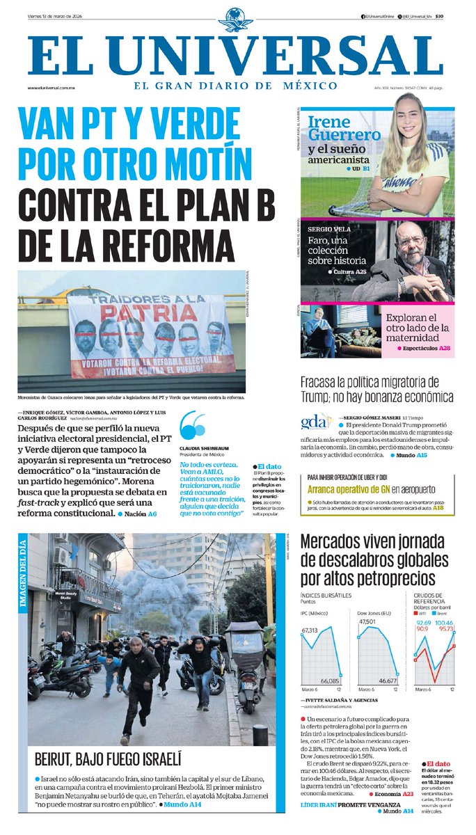 13 marzo #PrimeraPlana
<a href="/El_Universal_Mx/">El Universal</a>