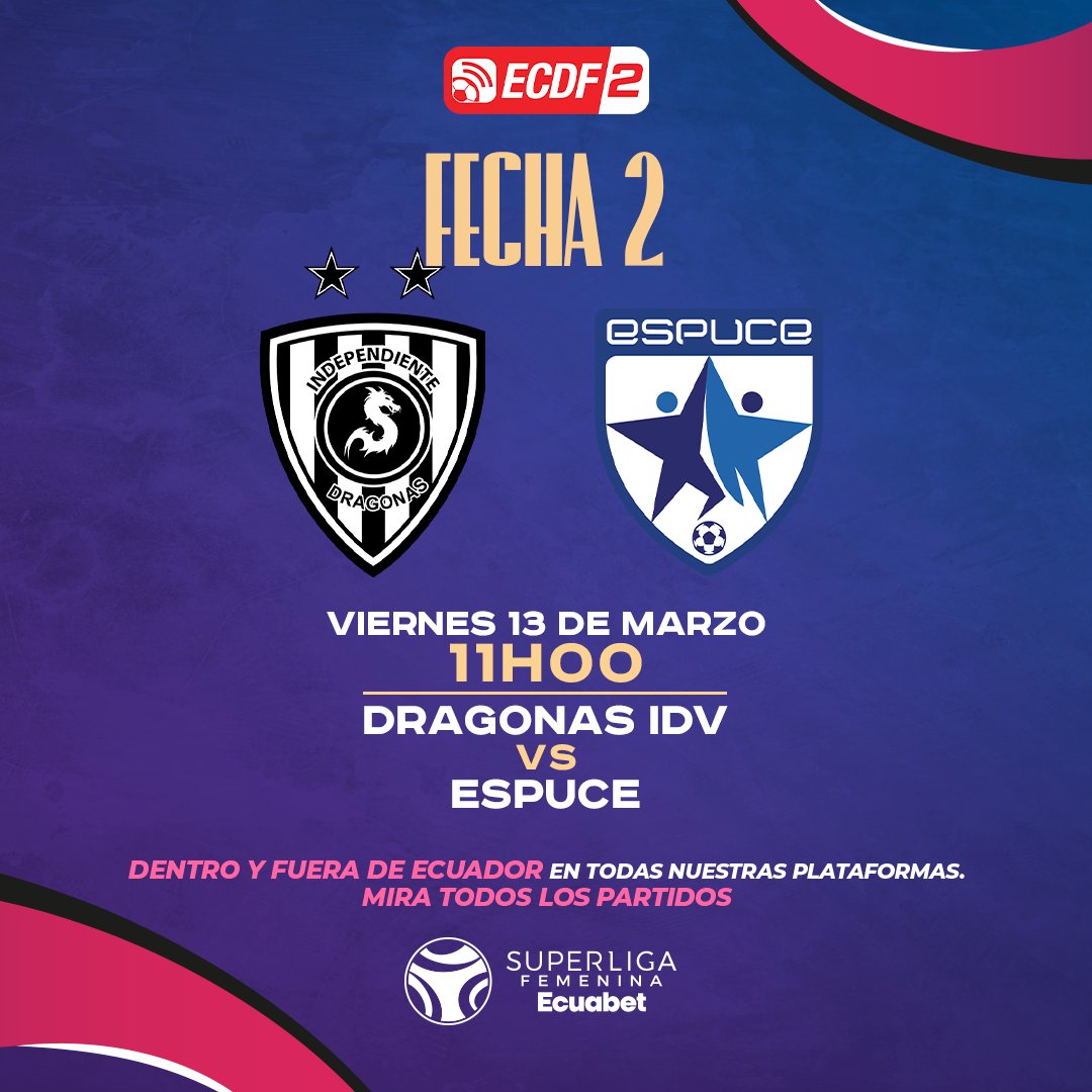 ElCanalDFutbol's tweet photo. 🐉🇪🇨 ¡LAS REINAS QUIEREN MANTENER SU PUNTAJE PERFECTO! 🖤💙
📌 #DragonasIDV recibe en el Chubb Arena a #Espuce por la fecha 2 de la #SuperligaFxECDF
Mira el partido en vivo aquí 📲 https://t.co/zAiw0lZhue https://t.co/IVtjNPGAyh