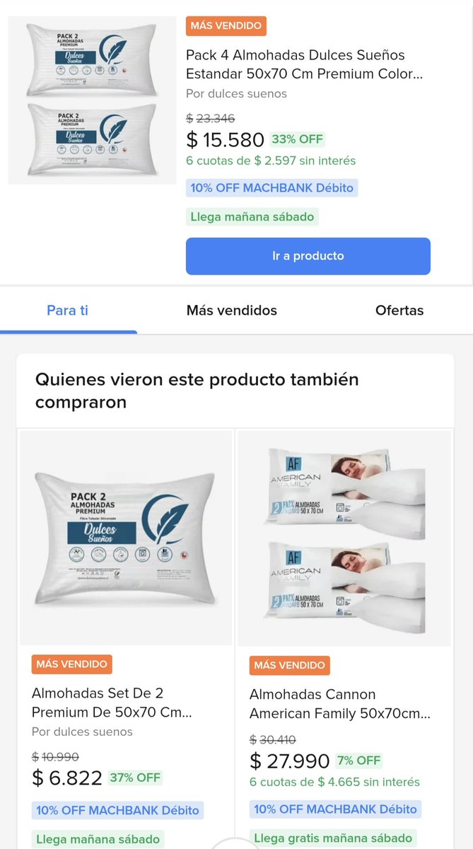 Nick3lcris's tweet photo. @DescuentosRata De hecho, sale más barato comprar x2 almohadas ya que estan a $6.822, te llevas 4 en $13.644 🤓 https://t.co/28xrpITxTt
