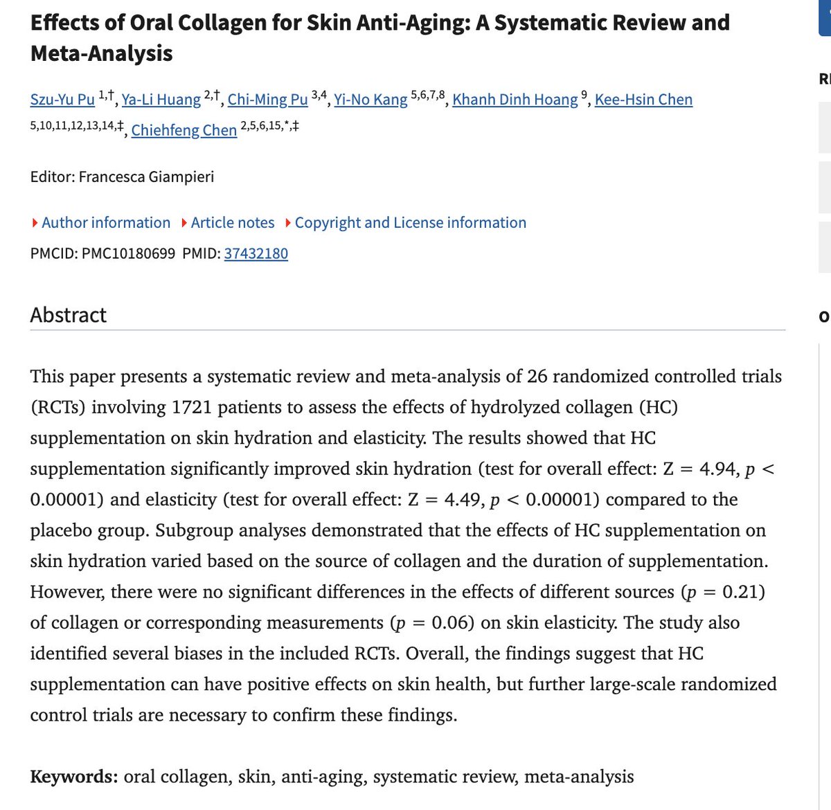 AlpacaAurelius's tweet photo. Collagen supplements are incredibly powerful, despite what some people say....

Collagen production declines after your 20 years old, because our body cannot synthesize enough of the amino acids required to make it.

That is why you need to supplement it, or need it in your diet.

Studies consistently show:

- collagen supps improve skin elasticity, hydration and wrinkles
- collagen improves hair and scalp health
- collagen improves joint health
- glycine (30% of collagen) improves sleep
- glycine lowers inflammation
- in animals, glycine boosted longevity up to 50%

Your body can only make 3g of glycine a day. For collagen turnover, you need at least 12g of glycine. Glycine is also required for glutathione synthesis, creatine synthesis, bile production and so much more.

People taking 10g-20g of my collagen a day, consistently report their hair doubling in growth and nails tripling in growth speed.

Our ancestors ate a full cow nose to tail, which is approximately 40% - 50% collagen by protein weight.

Modern diets are incredibly deficient in these amino acids.

If you're not taking collagen, you're seriously missing out.