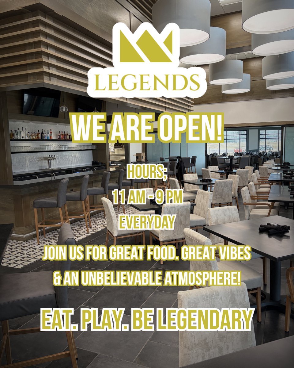 We are beyond excited to finally open Legends Lounge &amp; Grille and begin serving you all TODAY!

Check out the menu:anyflip.com/jsyjm/erxa/

We invite you to join us for lunch, dinner, and drinks while watching the conference basketball tournaments and The Players tournament.