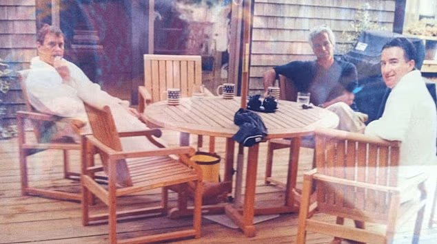 A photograph of Andrew Mountbatten-Windsor, Jeffrey Epstein and Peter ...
