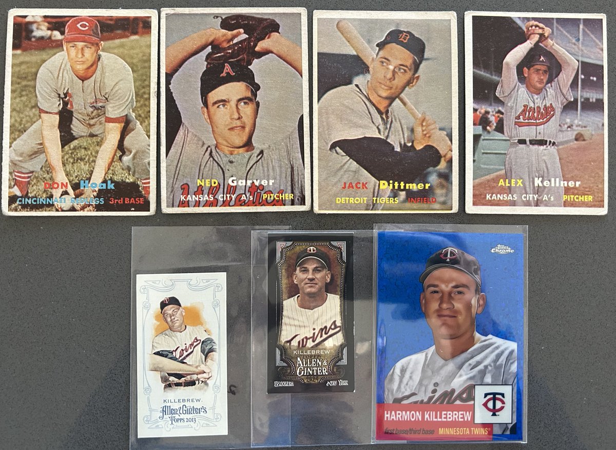 Been away for a couple days but came back to a nice mailday. More Killebrews from ⁦<a href="/eBay/">eBay</a>⁩ and some ‘57 Mid series cards from ⁦<a href="/billrieder/">Bill Rieder</a>⁩ one of the truly good guys in the hobby. Thanks again Bill!