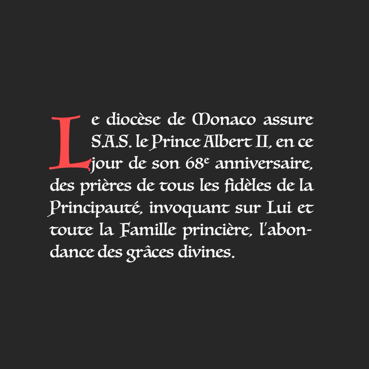DioceseMonaco's tweet image. #Monaco #birthday #PrinceAlbert #EgliseCatholique