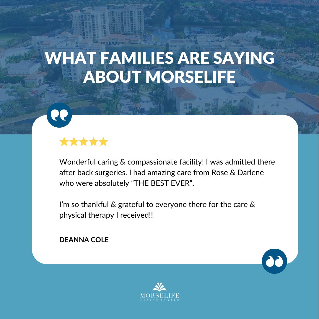 MorseLifeHealth's tweet image. A few thoughtful words from a patient can brighten our entire week. We’re always grateful when people take the time to share their experience with us. 🙏 

#SeniorCare #PatientExperience #WestPalmBeach