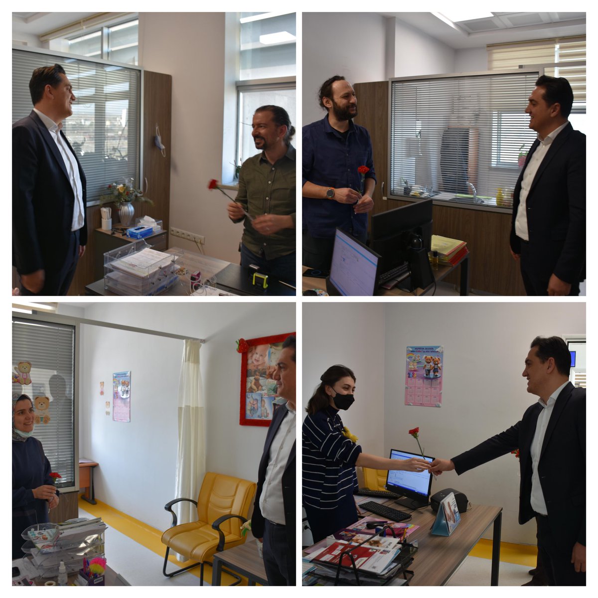 kahramankazandh's tweet photo. Başhekimimiz Semih CANPOLAT, 14 Mart Tıp Bayramı dolasıyla görevi başındaki hekimlerimizi ziyaret ederek karanfil takdim etti. İnsan hayatını her zaman öncelikli tutan, fedakârca çalışan hekimlerimizin Tıp Bayramı kutlu olsun. https://t.co/1kSSF5u2Lc