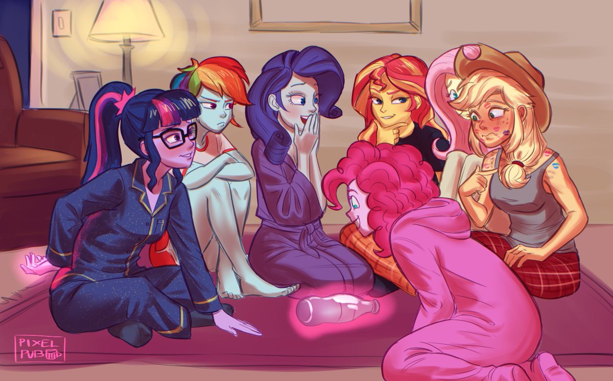 The bottle kept landing on her 14 times in a row. Statistically improbable? Yes. Suspicious? Shut up, Rainbow Dash.
.
.
.
#mlp #eqg #twilightsparkle #applejack #pinkiepie #rainbowdash #sunsetshimmer #rarity #fluttershy #mane7