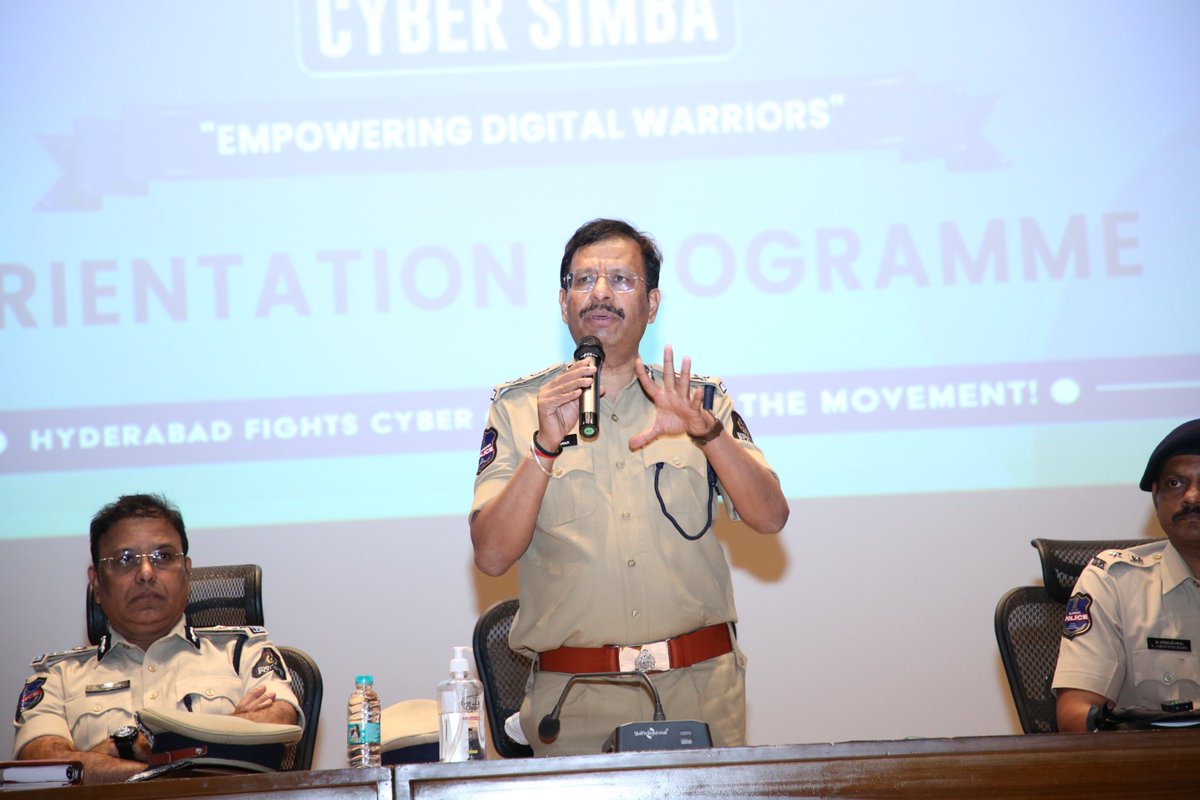 NewsMeter_In's tweet photo. #Hyderabad:
@hydcitypolice Commissioner V.C. @SajjanarVC_IPS, IPS, urged #citizens to actively spread #cybercrime awareness at the #CyberSimba Volunteer Orientation held at #TGiCCC, #BanjaraHills.
Launched under ‘#JagrutHyderabad – #SurakshitHyderabad’, the #CyberSimba initiative has already enrolled 1,717 #volunteers, who reached 2 lakh people through 5,118 awareness drives.
He warned about rising scams like #digitalarrest, #faketrading and #investmentfrauds, advising people, especially #women and #youth,to be cautious #online.
#Citizens were urged to report cybercrime immediately to 1930 during the ‘#GoldenHour’ to improve chances of recovering lost money.
#Victims can also file #FIRs online through ‘C-Mitra’ without visiting a police station.