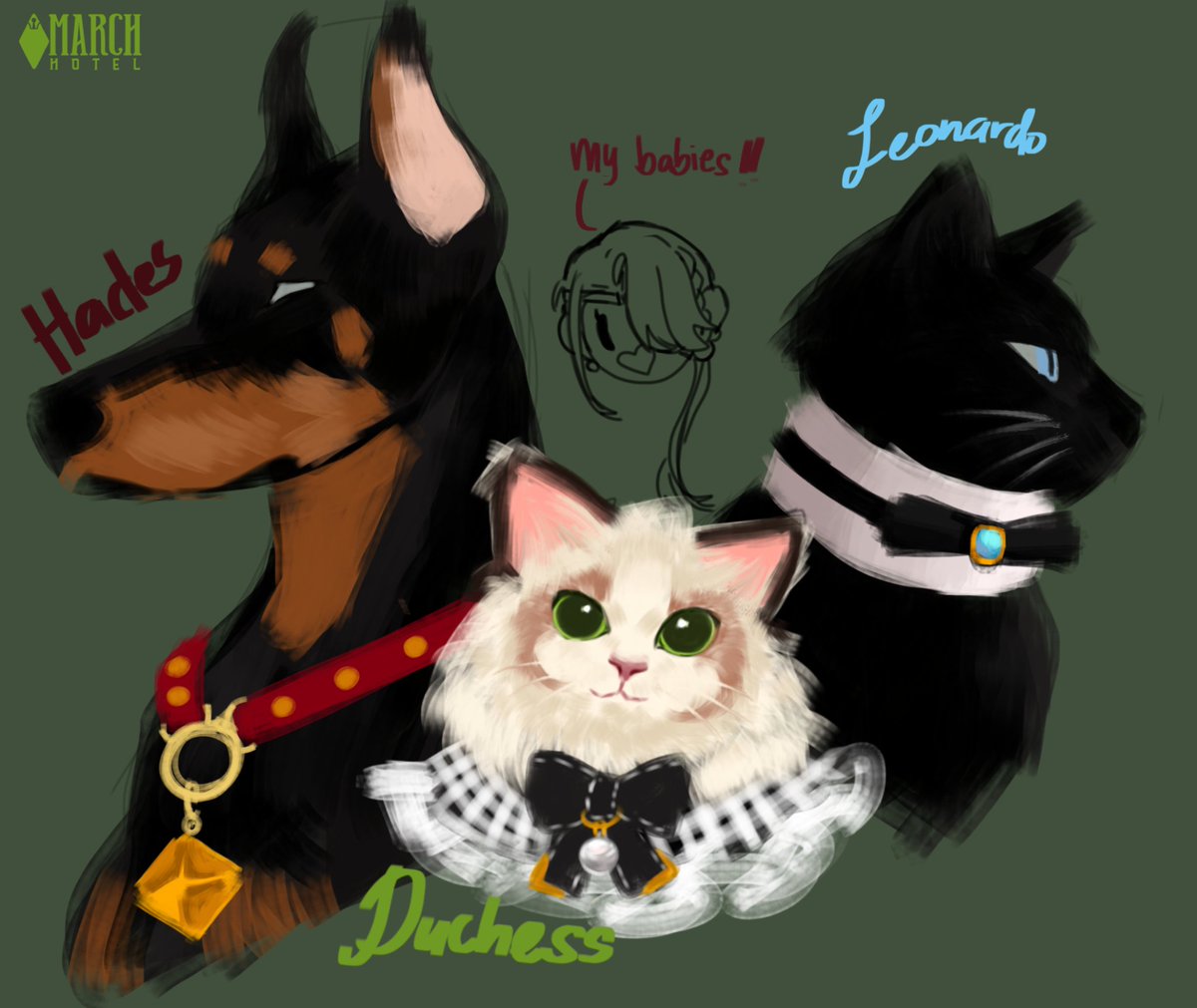 reveltica's tweet photo. oh..um! hellow to the new people following 🥹 

uhhh..here! have some furbabies! 
(made them for march hotel's honorable guests challenge~) 
#MarchHotel #sketch #artmoots https://t.co/u2oX76C0jG