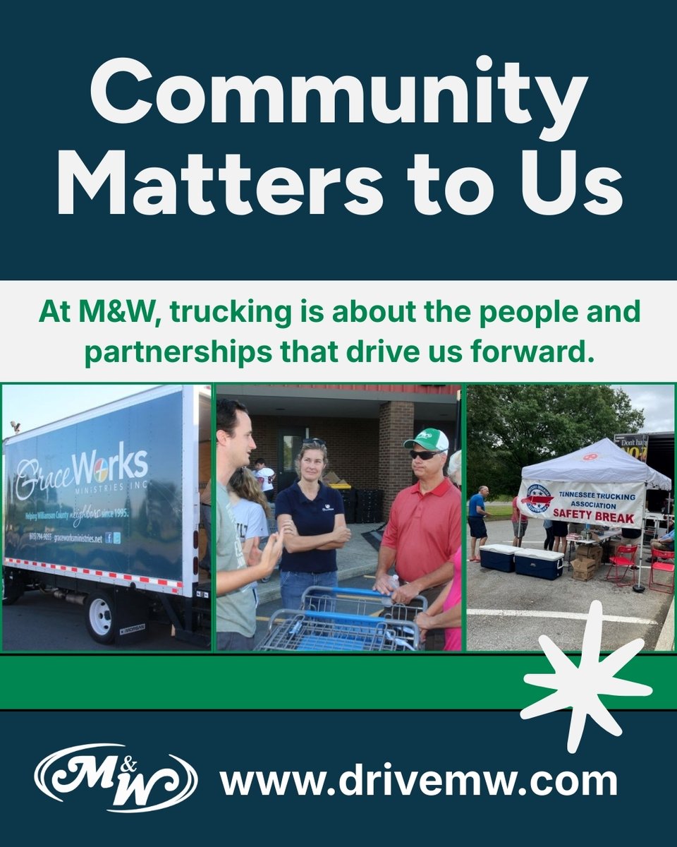 MWLG1973's tweet photo. Community matters to us.

At M&amp;W, we believe trucking is more than moving freight it’s about the people, drivers, teams, and partners who make it all happen. We’re proud of the culture we’re building and the community that supports it.

Follow along and see what we’re building. https://t.co/zAimFuQfAc