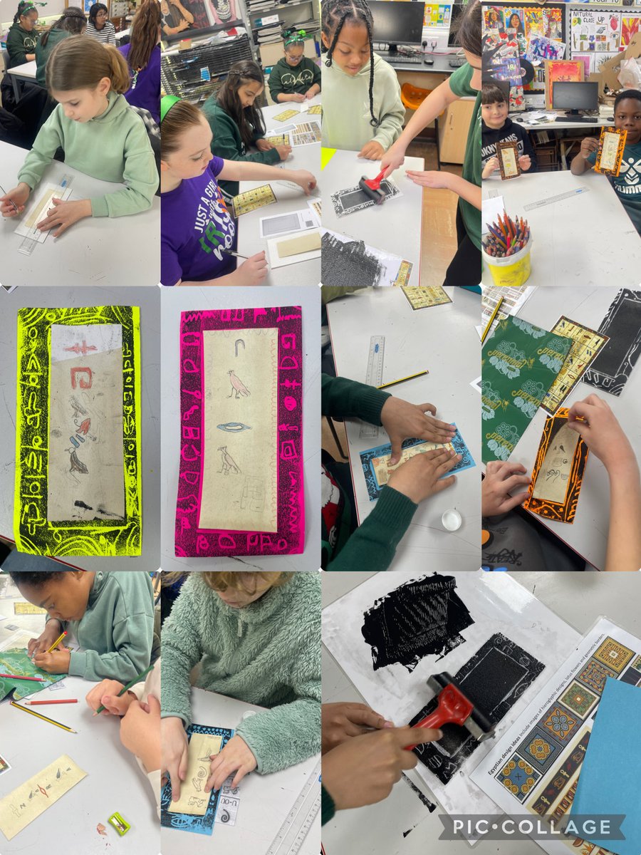 StTeresasHarrow's tweet photo. Year 5 Yellow loved designing and creating Ancient Egyptian–inspired press prints at Hatch End today! 🎨 A fantastic opportunity to explore history through art and creativity. #HatchEndHigh #StTs https://t.co/jdJn8iLKFn