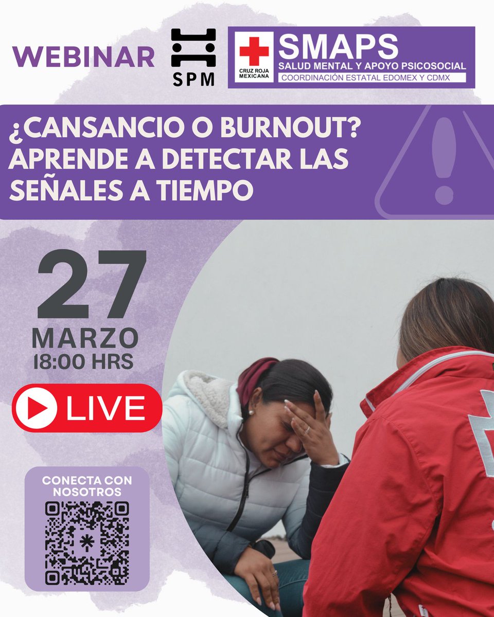 🤔 #SíndromeDeBurnout 

¿Has sentido que tu energía se agota por completo y que el descanso ya no es suficiente?

APARTA LA FECHA 👇🏽
#Webinar: 27 de marzo.

¡Cuidemos nuestra #SaludMental!