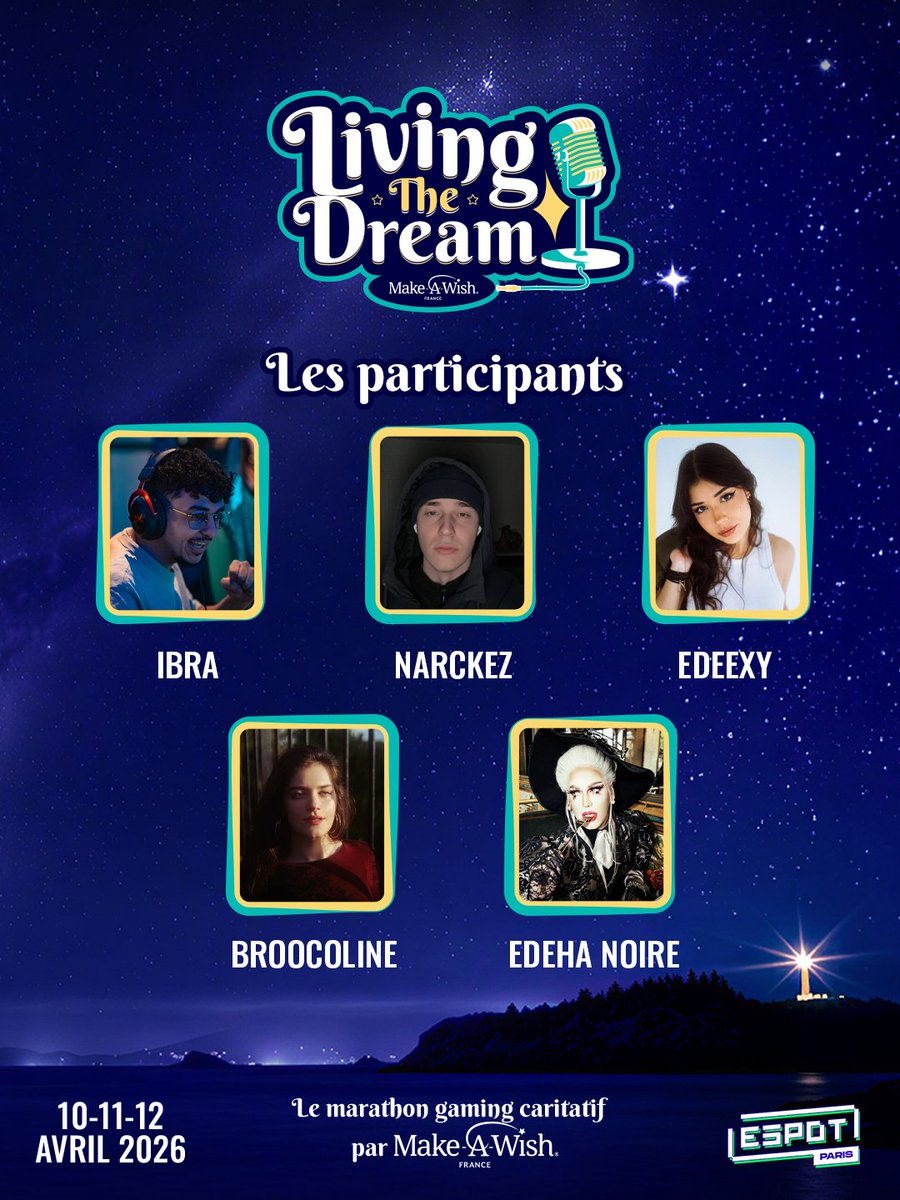 MakeAWishFrance's tweet photo. 🚨 Nouvelle annonce !
Cinq nouveaux créateurs de contenus débarquent pour #LivingTheDream : @ibratwitch, @Narckez, @ItsEdeexy, @broocoline et @EdehaNoire ! 🎉
Attendez-vous à des streams remplis de fun, de solidarité et de belles surprises ! 💙 https://t.co/drdQPU1u6n
